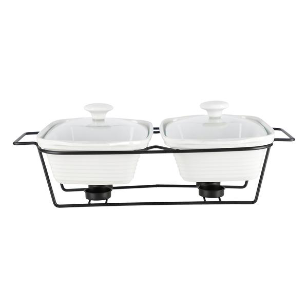 Brilliant Double Dish Warmer Rack Rectangle Casserole Dishes