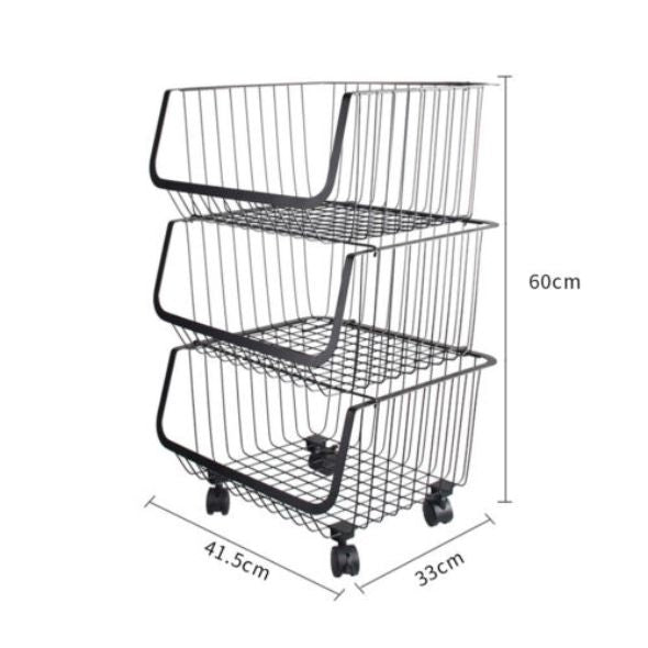 3 Tier Metal Wire Rack Trolley