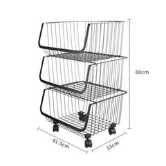 3 Tier Metal Wire Rack Trolley