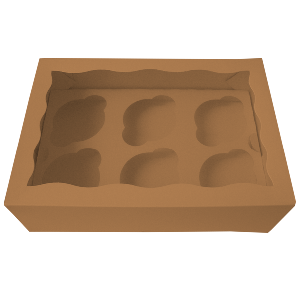 Brown Cupcake Box - 6 Cavity