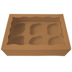 Brown Cupcake Box - 6 Cavity