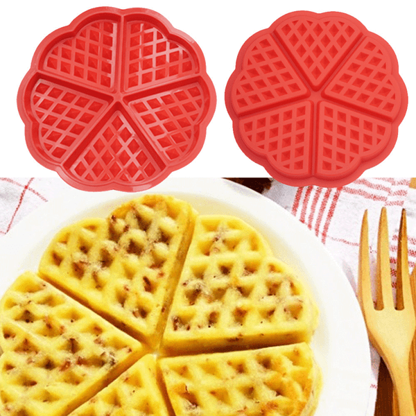 5 Cavity Heart Shaped Waffle Silicone Mould