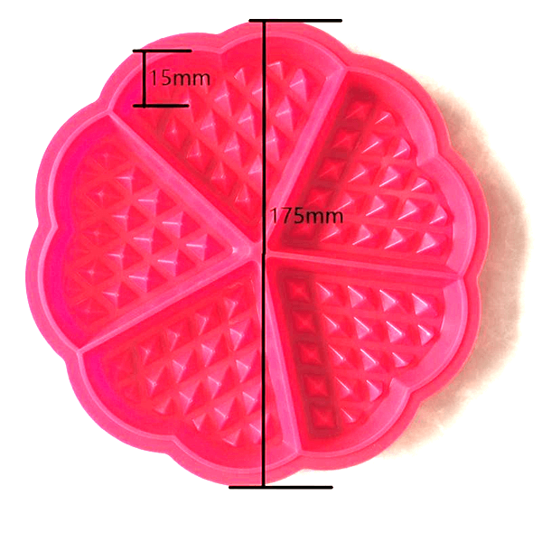 5 Cavity Heart Shaped Waffle Silicone Mould