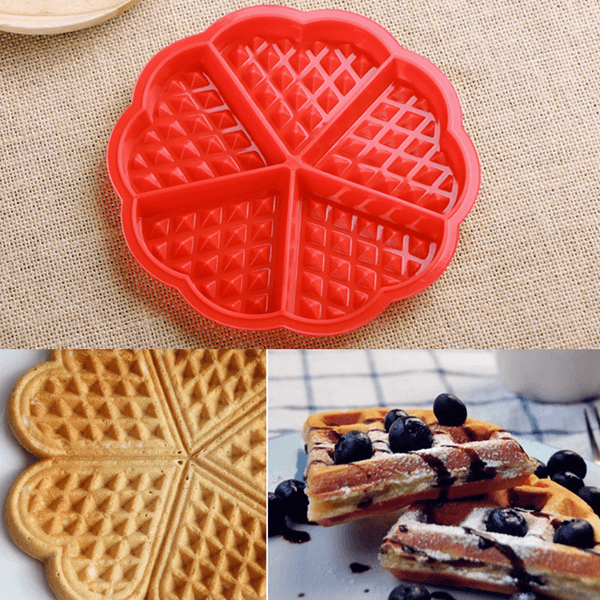 5 Cavity Heart Shaped Waffle Silicone Mould