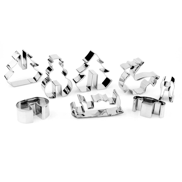 3D Christmas Stainless Steel Cookie Cutter 8 Pcs