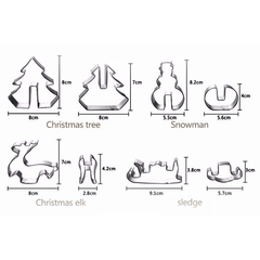3D Christmas Stainless Steel Cookie Cutter 8 Pcs