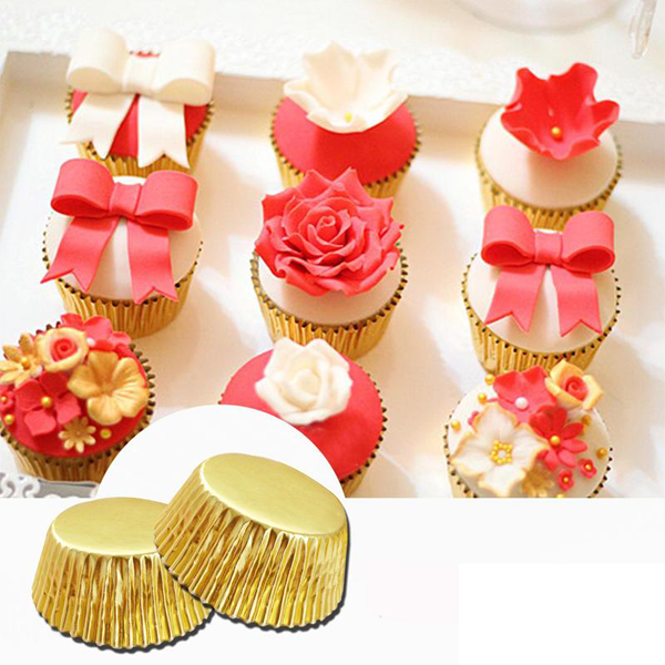 Aluminum Foil Cupcake Liner Golden 40Pcs