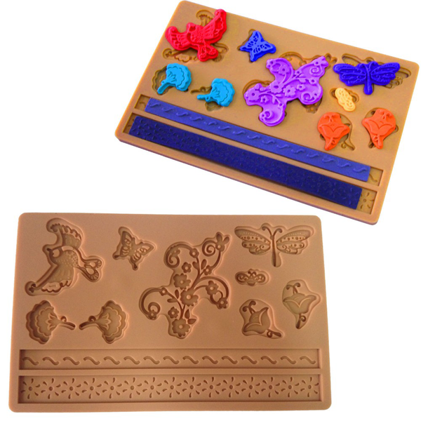 Butterfly Birds Flowers Silicone Mold