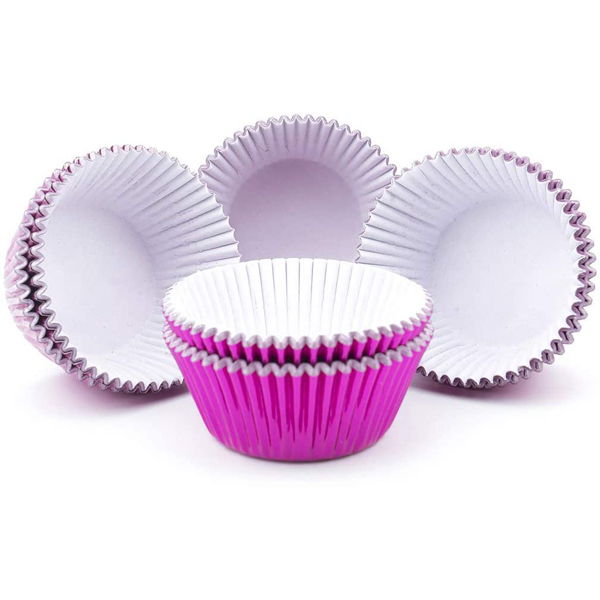 Aluminum Foil Cupcake Liner Pink 100Pcs