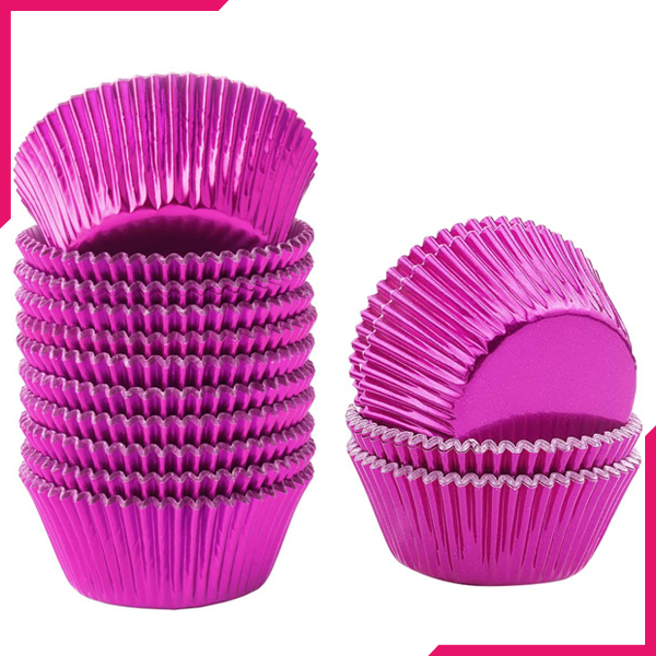 Aluminum Foil Cupcake Liner Pink 100Pcs