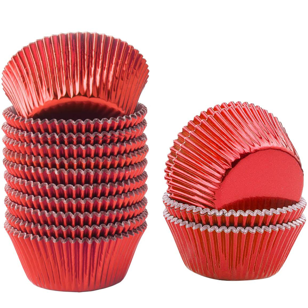 Aluminum Foil Cupcake Liner Red 100Pcs