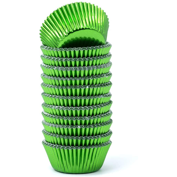 Aluminum Foil Cupcake Liner Green 100Pcs