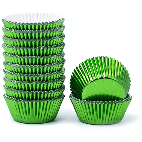 Aluminum Foil Cupcake Liner Green 100Pcs