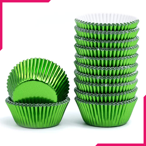 Aluminum Foil Cupcake Liner Green 100Pcs