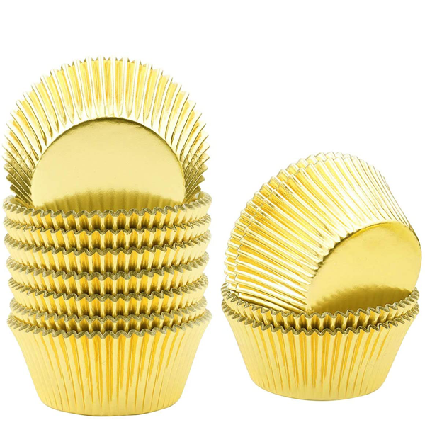 Aluminum Foil Cupcake Liner Golden 100Pcs