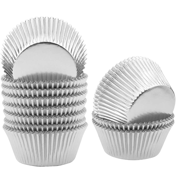 Aluminum Foil Cupcake Liner Silver 100Pcs