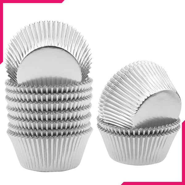 Aluminum Foil Cupcake Liner Silver 100Pcs