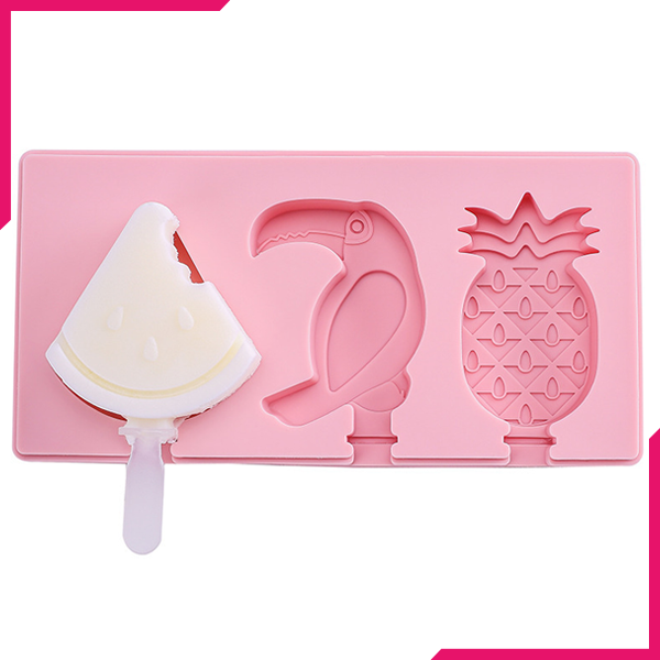 3 Cavity Ice Cream Popsicle Silicone Mold