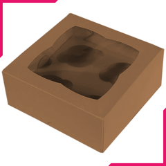 Brown Cupcake Box - 4 Cavity