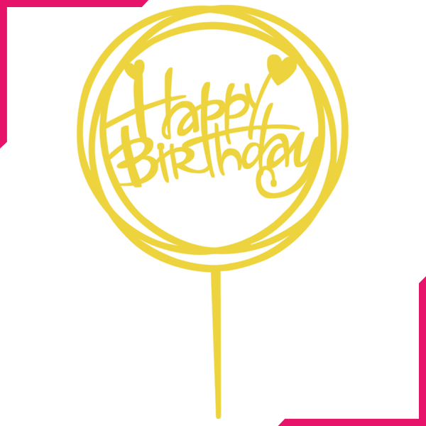 Acrylic Circle Happy Birthday Cake Topper
