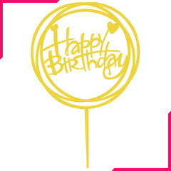 Acrylic Circle Happy Birthday Cake Topper