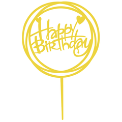 Acrylic Circle Happy Birthday Cake Topper