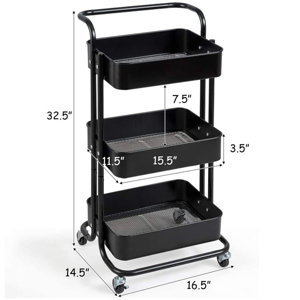3 Compartment Kitchen Trolley Heavy