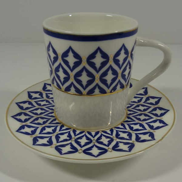 Angela Cup & Saucer Set - Blue Texture