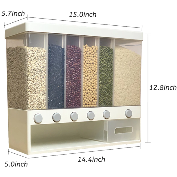 6-Grid Multifunctional Rice Bucket Container
