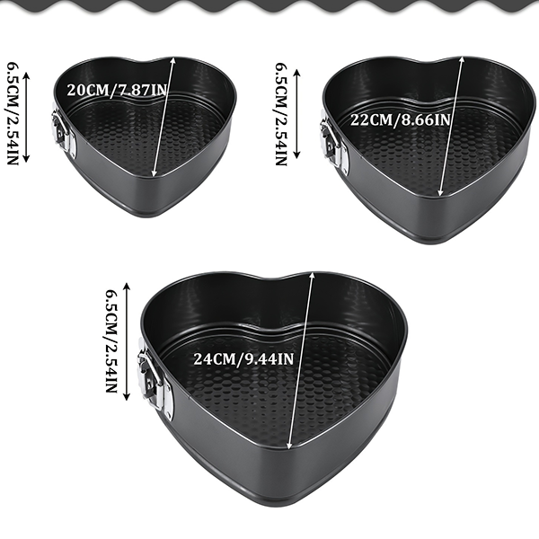 3Pcs Heart Shaped Cake Pan Set