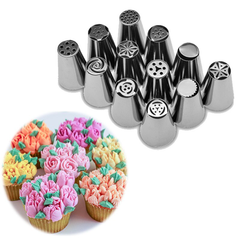 12 Pcs Multi-Design Russian Icing Nozzle/Tips for Cake Decorating