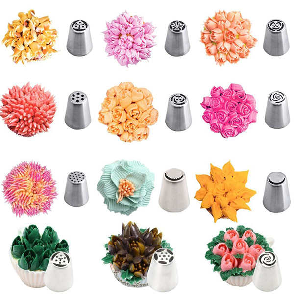 12 Pcs Multi-Design Russian Icing Nozzle/Tips for Cake Decorating