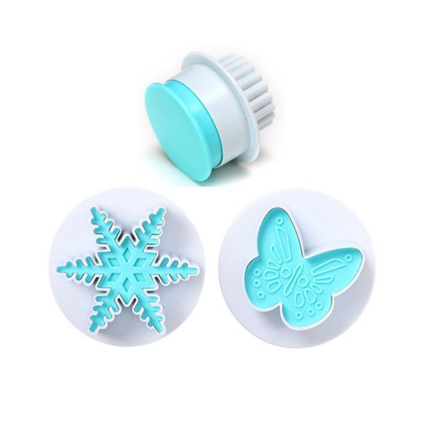 2pcs Snowflake Butterfly Cake Decorating Plunger Cutter