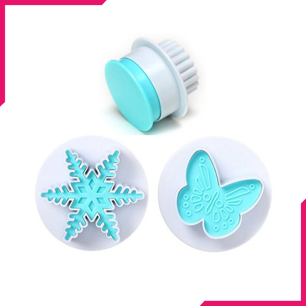 2pcs Snowflake Butterfly Cake Decorating Plunger Cutter