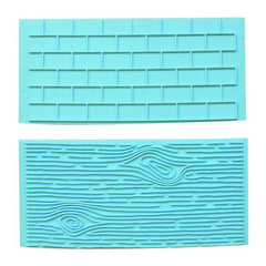 2Pc Set Brick Wall & Wood Grain Press Plate Baking Decor Design Tool