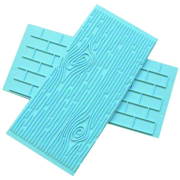 2Pc Set Brick Wall & Wood Grain Press Plate Baking Decor Design Tool