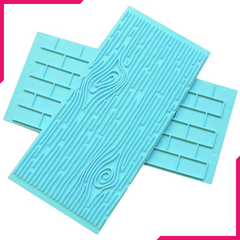 2Pc Set Brick Wall & Wood Grain Press Plate Baking Decor Design Tool