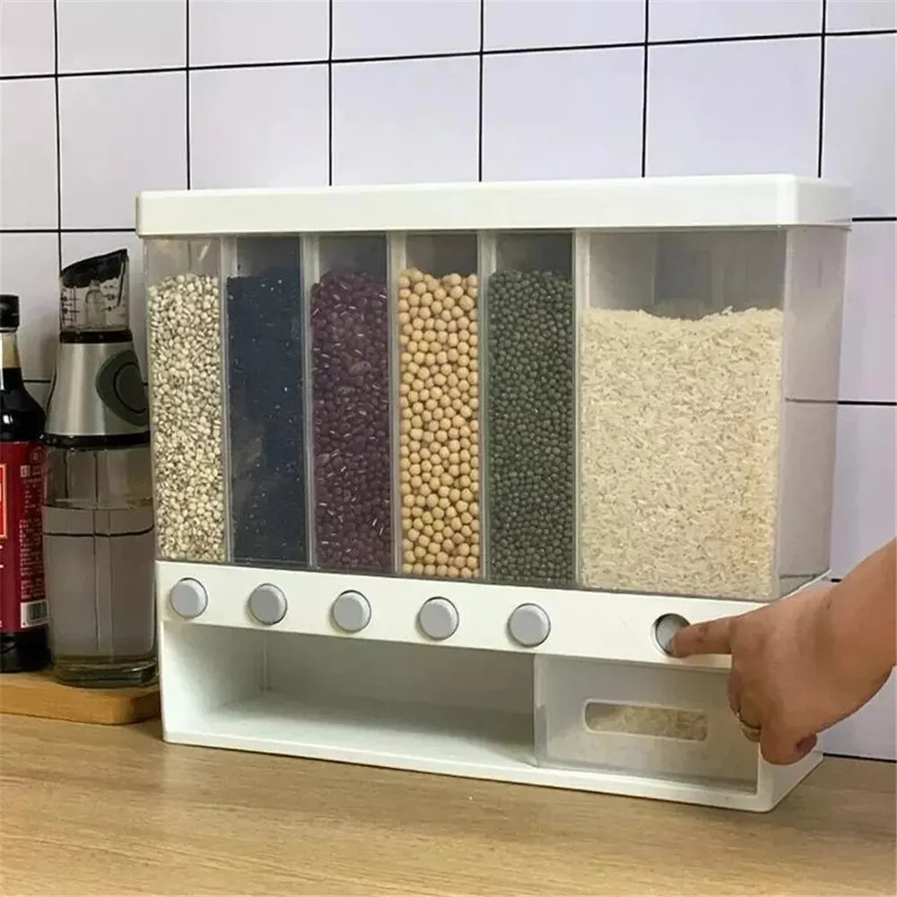 6-Grid Multifunctional Rice Bucket Container