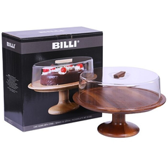 Billi Cake Dish with Wooden Stand